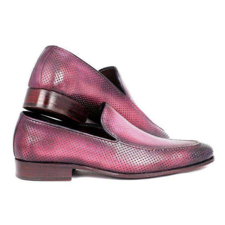 Paul Parkman Handmade Shoes Perforated Leather Purple Loafers (PM5451)-AmbrogioShoes