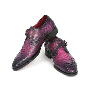 Paul Parkman Handmade Shoes Purple Exotic Skin Single Monkstraps Loafers (PM5469)-AmbrogioShoes