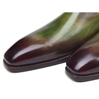 Paul Parkman Handmade Shoes Side Lace Green & Bordeaux Oxfords (PM5506)-AmbrogioShoes