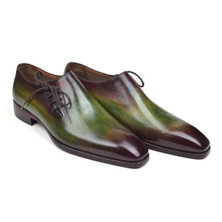 Paul Parkman Handmade Shoes Side Lace Green & Bordeaux Oxfords (PM5506)-AmbrogioShoes