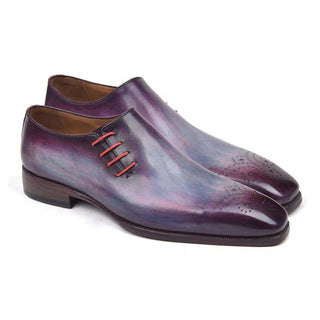 Paul Parkman Handmade Shoes Side Lace Purple Oxfords (PM5501)-AmbrogioShoes