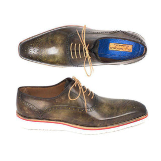 Paul Parkman Handmade Shoes Smart Casual Oxfords Shoes For Men Army Green (PM5308)-AmbrogioShoes