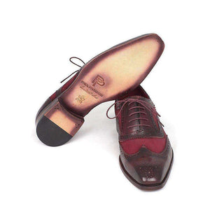 Paul Parkman Handmade Shoes Suede & Calfskin Men's Wingtip Oxfords Bordeaux (PM5402)-AmbrogioShoes