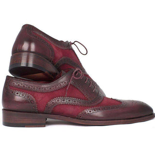 Paul Parkman Handmade Shoes Suede & Calfskin Men's Wingtip Oxfords Bordeaux (PM5402)-AmbrogioShoes