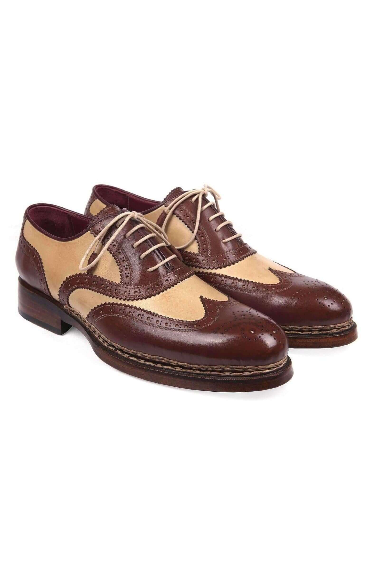 goodyear welted dress shoes Paul Parkman Handmade Designer Shoes Triple Leather Sole Goodyear BEIGE / 12.5 US / D (Medium)