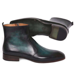 Paul Parkman Handmade Shoes Turquoise Burnished Side Zipper Boots (PM5601)-AmbrogioShoes