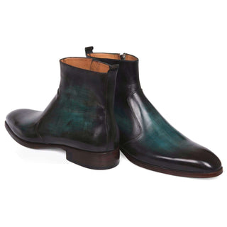 Paul Parkman Handmade Shoes Turquoise Burnished Side Zipper Boots (PM5601)-AmbrogioShoes