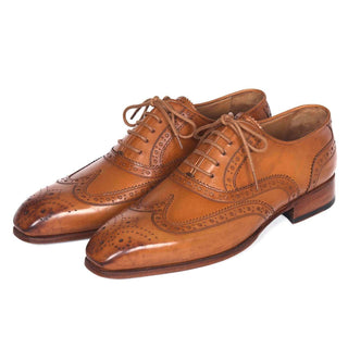 Paul Parkman Handmade Designer Shoes Wingtip Cognac Oxfords (PM5604)-AmbrogioShoes