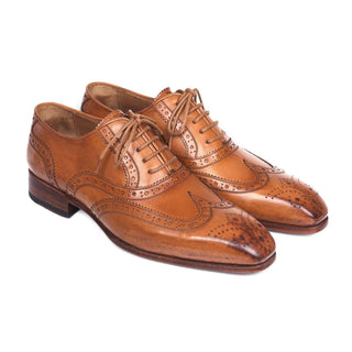 Paul Parkman Handmade Designer Shoes Wingtip Cognac Oxfords (PM5604)-AmbrogioShoes