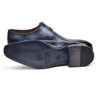 Paul Parkman Handmade Designer Shoes Wingtip Single Monkstraps Navy Loafers (PM5502)-AmbrogioShoes