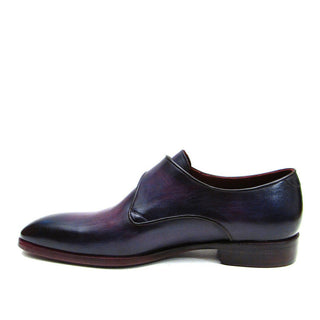 Paul Parkman Handmade Men's Designer Shoes Purple Calf-Skin Leather Single Monkstrap Loafers (PM1024)-AmbrogioShoes