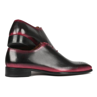 Paul Parkman KR254-01-83 Men's Shoes Black & Red Calf-Skin Leather Medallion Toe Oxfords (PM6381)-AmbrogioShoes