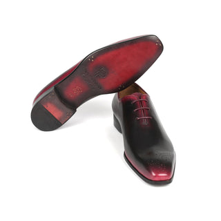 Paul Parkman KR254-01-83 Men's Shoes Black & Red Calf-Skin Leather Medallion Toe Oxfords (PM6381)-AmbrogioShoes