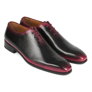 Paul Parkman KR254-01-83 Men's Shoes Black & Red Calf-Skin Leather Medallion Toe Oxfords (PM6381)-AmbrogioShoes