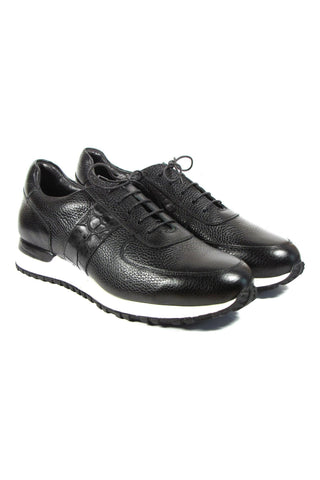 Paul Parkman LP206BLK Black Crocodile Embossed / Calf-Skin Leather Casual Sneakers (PM6320)