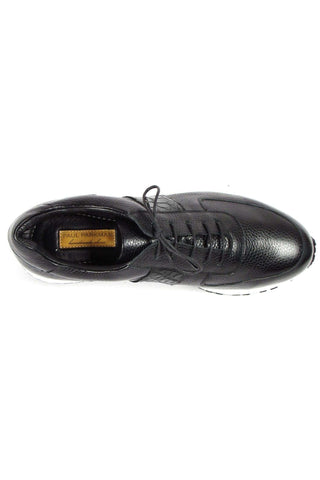 Paul Parkman LP206BLK Black Crocodile Embossed / Leather Casual Sneakers (PM6320)