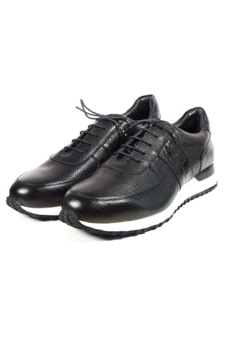 Paul Parkman LP206BLK Black Crocodile Embossed / Leather Casual Sneakers (PM6320)