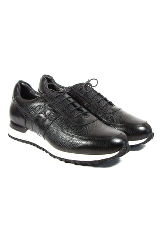 Paul Parkman LP206BLK Black Crocodile Embossed / Leather Casual Sneakers (PM6320)