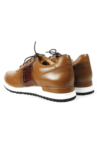Paul Parkman LP206CGN Cognac Crocodile Embossed / Calf-Skin Leather Casual Sneakers (PM6319)