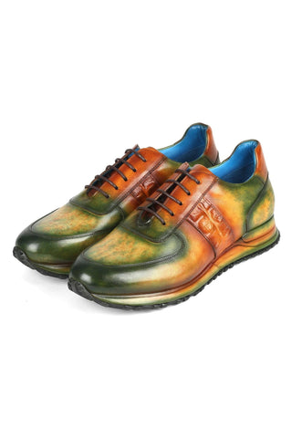Paul Parkman LP207 Patina Calf-Skin Leather Sneakers (PM6432)-AmbrogioShoes