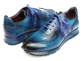 Paul Parkman LP207TQP Men's Shoes Turquoise & Purple Patina Leather Sneakers (PM6431)-AmbrogioShoes