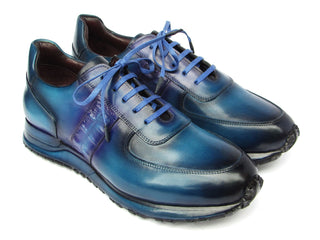 Paul Parkman LP207TQP Men's Shoes Turquoise & Purple Patina Leather Sneakers (PM6431)-AmbrogioShoes