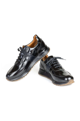 Paul Parkman LP208BLK Black Polished Leather Sneakers (PM6421)
