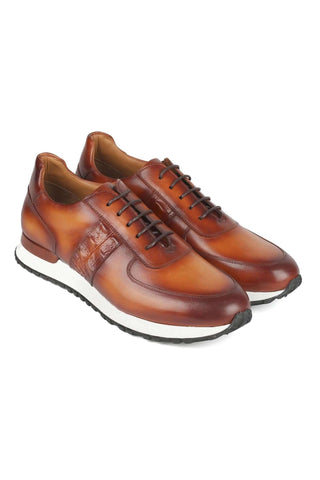 Paul Parkman LP208BRW Brown Leather Sneakers (PM6373)