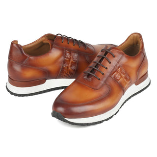 Paul Parkman LP208BRW Men's Shoes Brown Calf-Skin Leather Sneakers (PM6373)-AmbrogioShoes