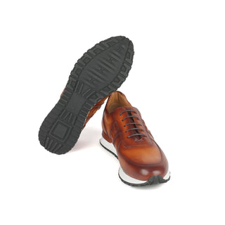 Paul Parkman LP208BRW Men's Shoes Brown Calf-Skin Leather Sneakers (PM6373)-AmbrogioShoes