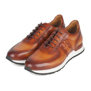 Paul Parkman LP208BRW Men's Shoes Brown Calf-Skin Leather Sneakers (PM6373)-AmbrogioShoes