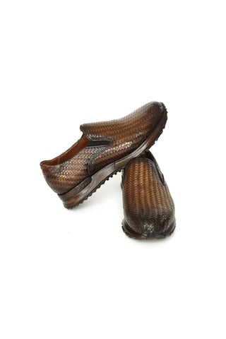 Paul Parkman LW204 Woven Calf-Skin Leather Slip-On Sneakers (PM6429)
