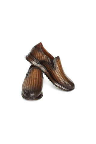 Paul Parkman LW204 Woven Calf-Skin Leather Slip-On Sneakers (PM6429)