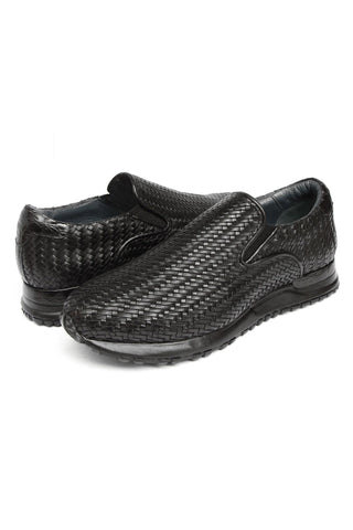 Paul Parkman LW204 Woven Calf-Skin Leather Slip-On Sneakers (PM6429)
