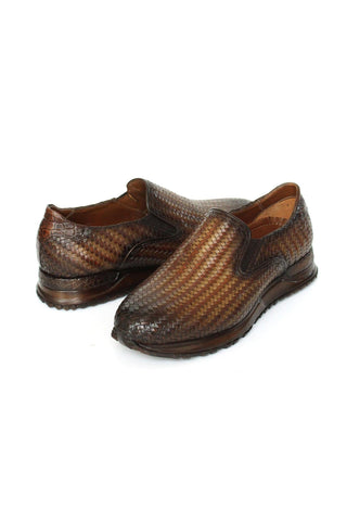 Paul Parkman LW204 Woven Calf-Skin Leather Slip-On Sneakers (PM6429)