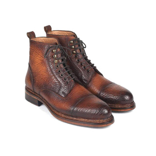 Paul Parkman Men's Antique Burnished Brown Calf-Skin Leather Boots 5075-BRW (PM6146)-AmbrogioShoes