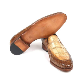 Paul Parkman Men's Beige Crocodile & Woven Leather Loafers 6319BJ53 (PM6110)-AmbrogioShoes