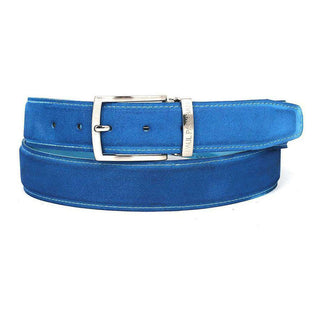 Paul Parkman Men's Belt Blue Suede (PMB601)-AmbrogioShoes