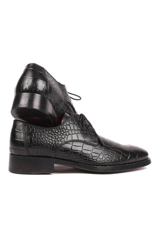 Paul Parkman Men's Black Crocodile Embossed / Calf-Skin Leather Good Year Welted Derby 5254BLK (PM6162)