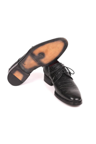 Paul Parkman Men's Black Crocodile Embossed / Calf-Skin Leather Good Year Welted Derby 5254BLK (PM6162)