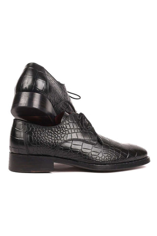 Paul Parkman Men's Black Crocodile Embossed / Leather Good Year Welted Derby 5254BLK (PM6162)