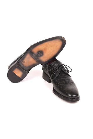 Paul Parkman Men's Black Crocodile Embossed / Leather Good Year Welted Derby 5254BLK (PM6162)