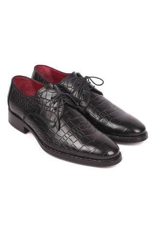 Paul Parkman Men's Black Crocodile Embossed / Leather Good Year Welted Derby 5254BLK (PM6162)