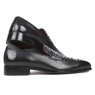 Paul Parkman Men's Black & Grey Genuine Snake Skin and Calf-Skin Loafers 23H71 (PM6149)-AmbrogioShoes