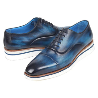 Paul Parkman Men's Blue Calf-Skin Leather Monk-Straps Loafers 185-BLU-LTH (PM6120)-AmbrogioShoes