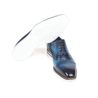 Paul Parkman Men's Blue Calf-Skin Leather Monk-Straps Loafers 185-BLU-LTH (PM6120)-AmbrogioShoes