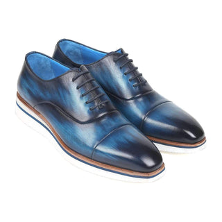 Paul Parkman Men's Blue Calf-Skin Leather Oxfords 185-BLU-LTH (PM6120)-AmbrogioShoes