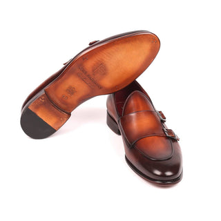 Paul Parkman Men's Brown Calf-Skin Leather Double-MonkStraps Loafers HT61BRW (PM6159)-AmbrogioShoes