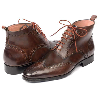 Paul Parkman Men's Brown Calf-Skin Leather Wing Tip Ankle Boots CH777BRW (PM6140)-AmbrogioShoes