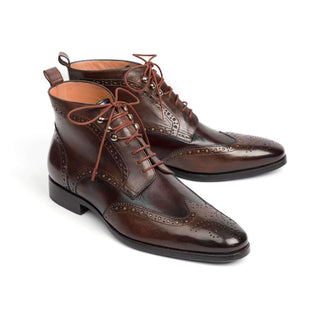 Paul Parkman Men's Brown Calf-Skin Leather Wing Tip Ankle Boots CH777BRW (PM6140)-AmbrogioShoes
